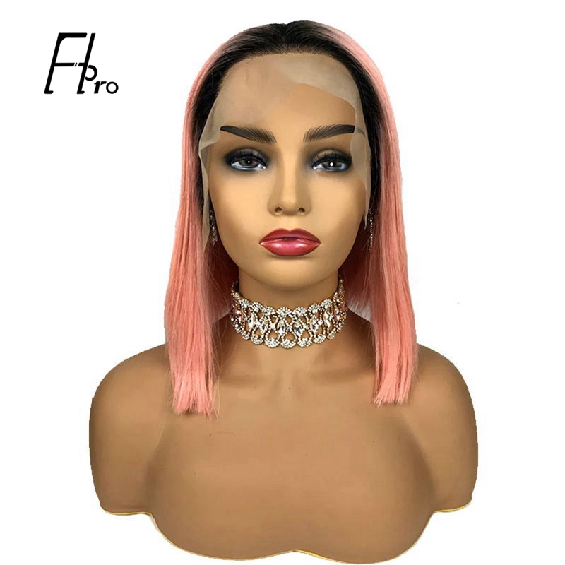 Pink Bob Wig 180% Density Straight 13×4 Lace Front Human Hair Wig Natural Hairline